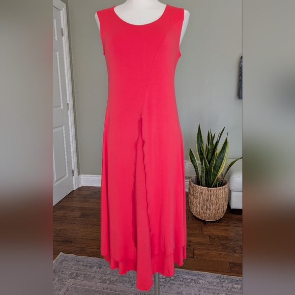 creation Dresses & Skirts - Creation Coral Sleeveless Layered Midi Dress Feminine Minimalist Size S